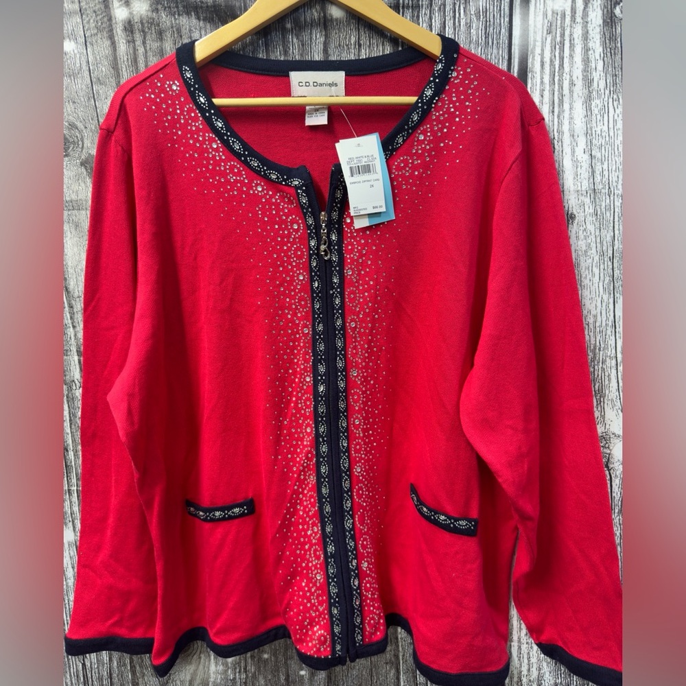 Zippered Cardigan 2x C.D. Daniels NWT